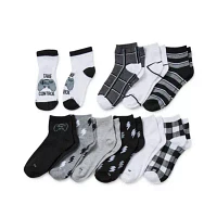 Thereabouts Little & Big Boys 10 Pair Quarter Ankle Socks