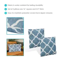 Net Health Shops Indoor/Outdoor Throw Square Blue Pillow - Set Of 2