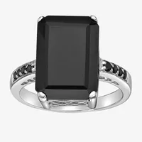 Womens Genuine Black Onyx Sterling Silver Cocktail Ring