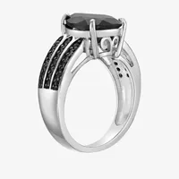 Womens Genuine Black Onyx Sterling Silver Pear Cocktail Ring