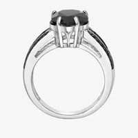 Womens Genuine Black Onyx Sterling Silver Pear Cocktail Ring