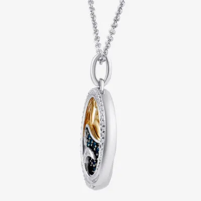 Enchanted Disney Fine Jewelry Womens 1/6 CT. T.W. Genuine Blue Topaz 14K Gold Over Silver Sterling Silver Princess Moana Pendant Necklace