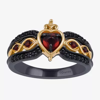 Enchanted Disney Fine Jewelry Villains Womens 1/5 CT. Genuine Red Garnet 14K Gold Over Silver Sterling Evil Queen Cocktail Ring