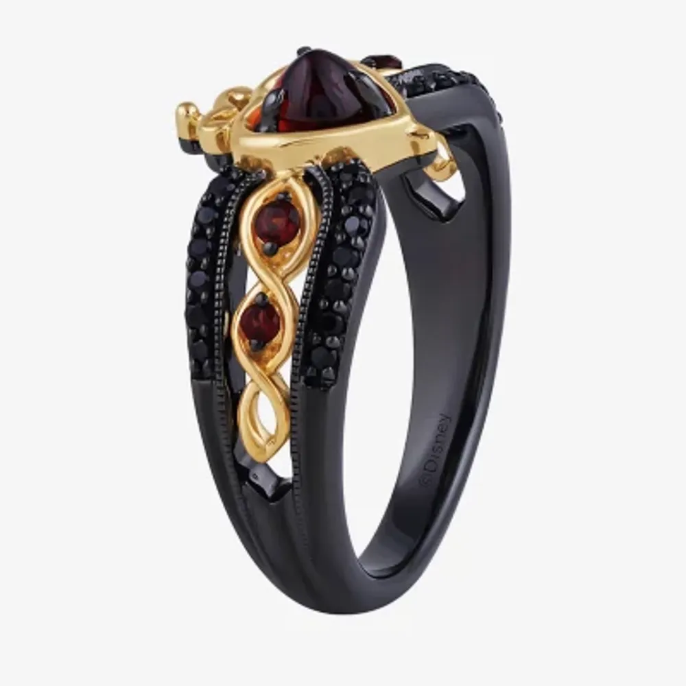 Enchanted Disney Fine Jewelry Villains Womens 1/5 CT. T.W. Genuine Red Garnet 14K Gold Over Silver Sterling Evil Queen Cocktail Ring