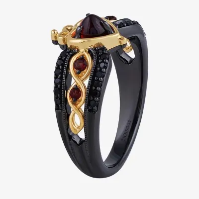 Enchanted Disney Fine Jewelry Villains Womens 1/5 CT. Genuine Red Garnet 14K Gold Over Silver Sterling Evil Queen Cocktail Ring