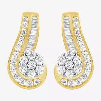 Diamond Blossom (G / Si2) /2 CT. T.W. Lab Grown White Diamond 10K Gold Flower Drop Earrings