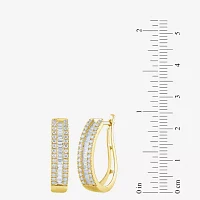 (G / Si2) 1 CT. T.W. Lab Grown White Diamond 10K Gold 23.3mm Hoop Earrings