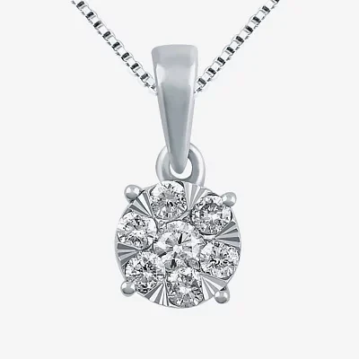 Diamond Blossom Womens 1/4 CT. T.W. Natural White Diamond 10K Gold Round 18 Inch Pendant Necklace