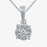 Diamond Blossom Womens 1/ CT. T.W. Natural White Diamond 10K Gold Round Pendant Necklace