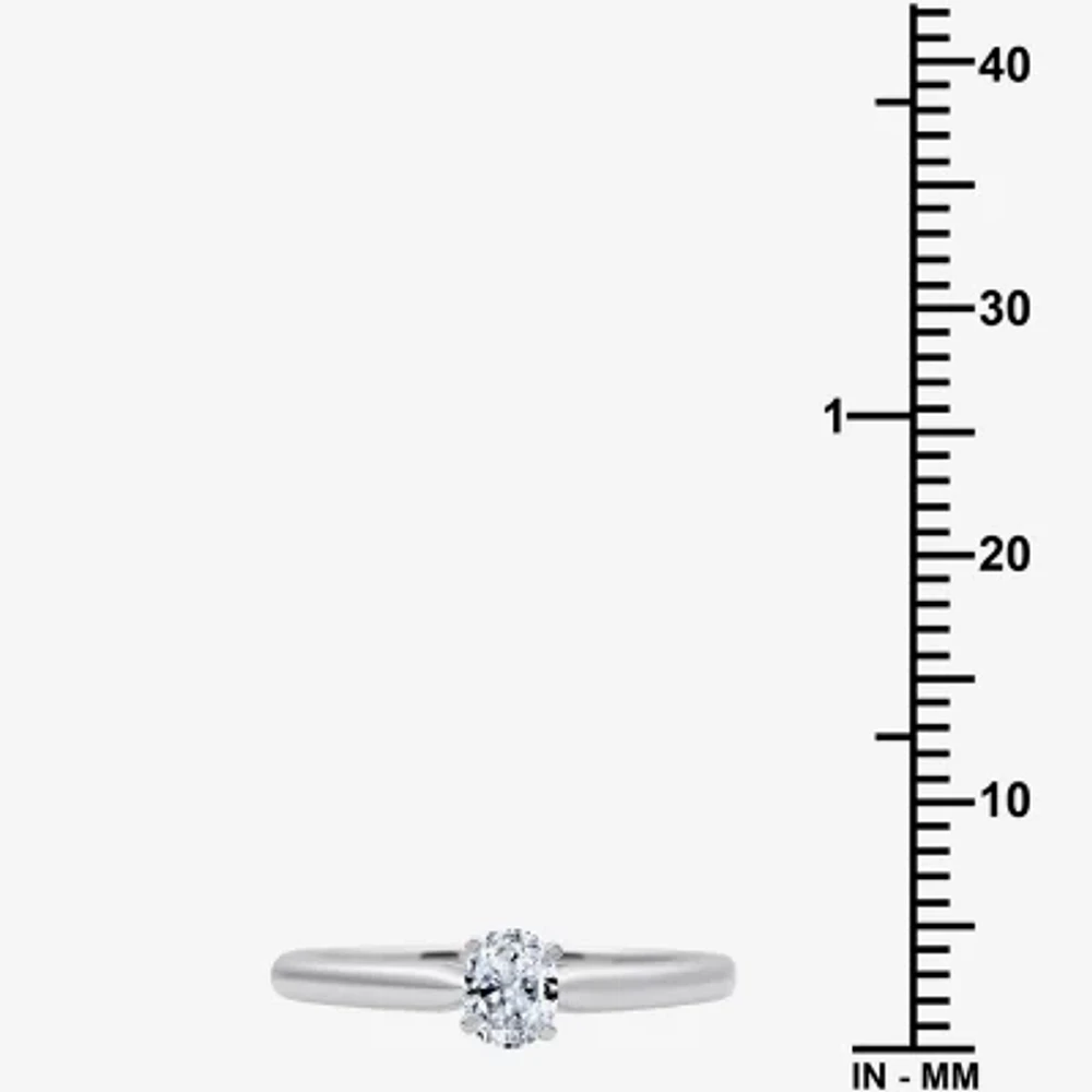 I Said Yes (H-I / Si2-I1) Womens 1/4 CT. Lab Grown White Diamond Sterling Silver Oval Solitaire Engagement Ring