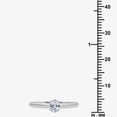 I Said Yes (H-I / Si2-I1) Womens 1/ CT. Lab Grown White Diamond Sterling Silver Oval Solitaire Engagement Ring