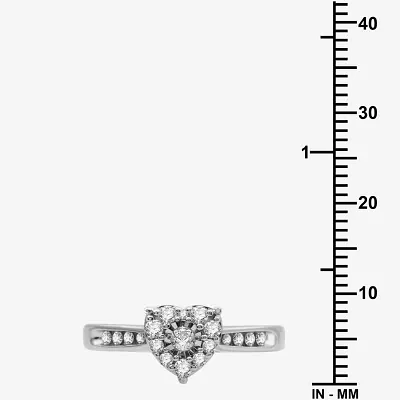 I Said Yes (H-I / I1) Womens 3/8 CT. T.W. Lab Grown White Diamond Sterling Silver Heart Side Stone Halo Bridal Set