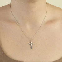 Womens Sterling Silver Cross Pendant Necklace