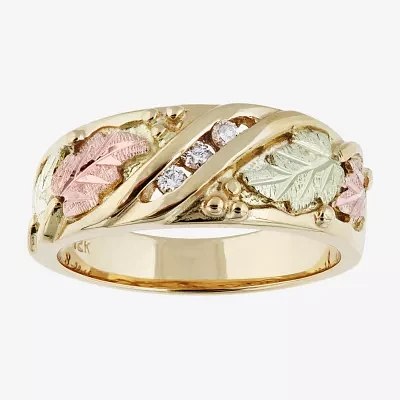 4MM Diamond Accent White 10K Tri-Color Gold Band
