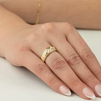 4MM Diamond Accent White 10K Tri-Color Gold Band