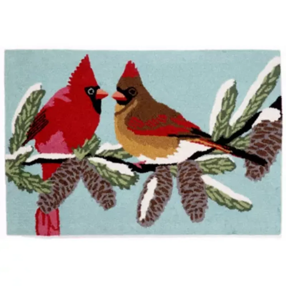 Liora Manne Frontporch Cardinals Animal Hand Tufted Indoor Outdoor Rectangular Accent Rug