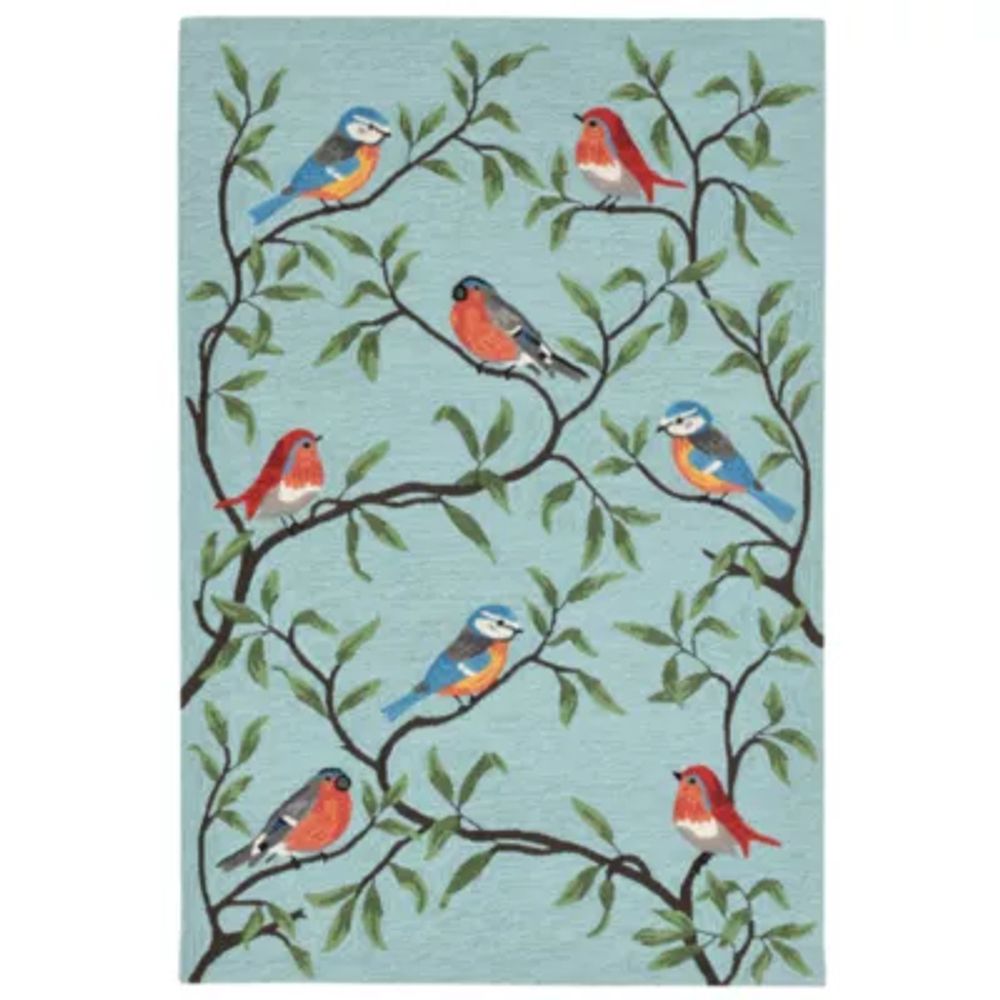 Liora Manne Ravella Birds On Branches Animal Hand Tufted Indoor Outdoor Rectangular Accent Rug