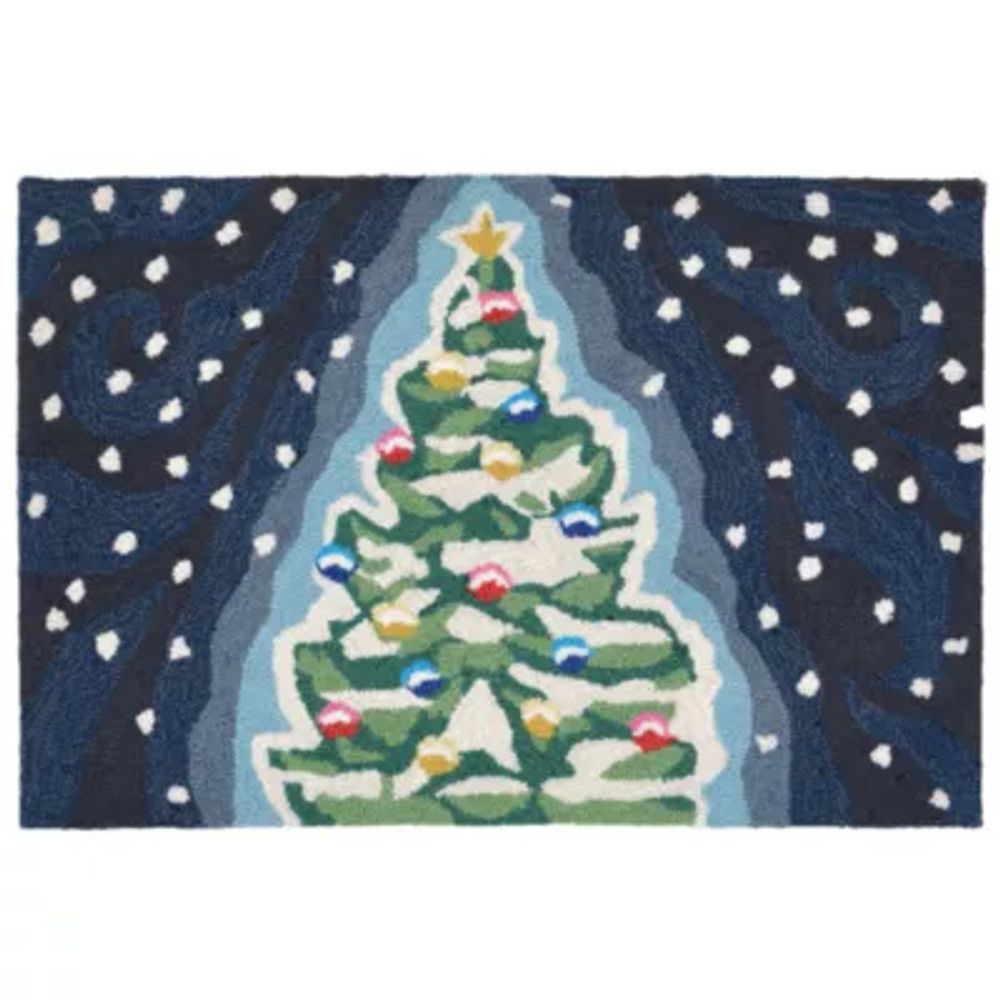 Liora Manne Frontporch Xmas Tree Hand Tufted Rectangular Rugs & Floor Coverings Indoor Outdoor Holiday Accent Rugs