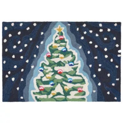 Liora Manne Frontporch Xmas Tree Holiday Hand Tufted Indoor Outdoor Rectangular Accent Rug