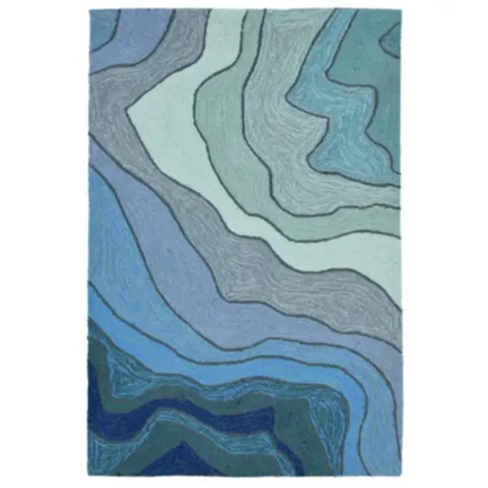 Liora Manne Ravella Mykonos Hand Tufted Rectangular Rugs & Floor Coverings Indoor Outdoor Waves Accent Rugs