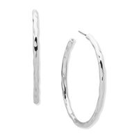 Worthington Silver Tone Hammered C Hoop Earrings