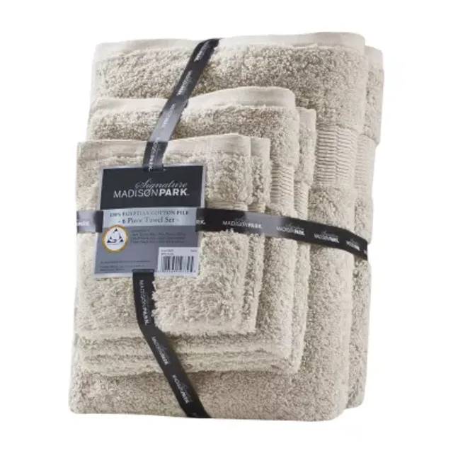 Madison Park Signature Parker Antimicrobial Textured Solid Stripe 600GSM  Cotton Bath Towel 6PC Set - JCPenney