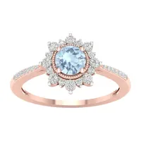 Womens 1/10 CT. T.W. Genuine Blue Aquamarine 10K Gold Cocktail Ring