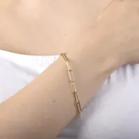 Silver Reflections 24K Gold Over Brass 7.5 Inch Paperclip Chain Bracelet