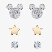 Disney Classics 3 Pair Cubic Zirconia Star Mickey Mouse Earring Set