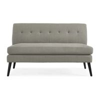 Kingston Mid-Century Modern Armless Loveseat Linen with Legs an Espresso Finish