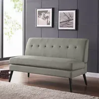 Kingston Mid-Century Modern Armless Loveseat Linen with Legs an Espresso Finish