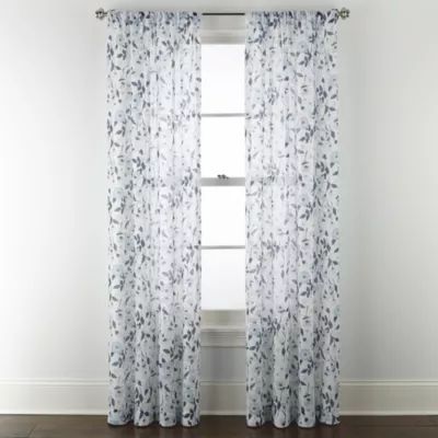 Home Expressions Remy Floral Sheer Rod Pocket Single Curtain Panel