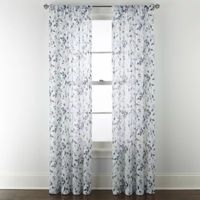 Home Expressions Remy Floral Sheer Rod Pocket Single Curtain Panel