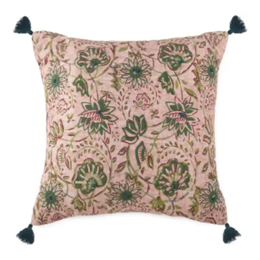 Distant Lands Floral Square Throw Pillow