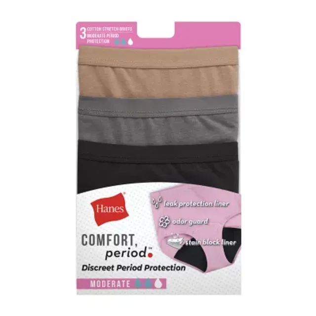 Hanes Girls Panties 4-Pack Comfort Underwear Period Moderate