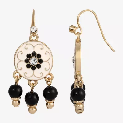 1928 Gold Tone Crystal Chandelier Earrings