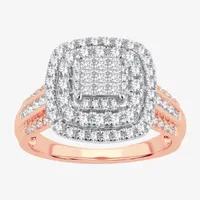 Womens 1 CT.T.W. Natural Diamond Cushion Halo Engagement Ring