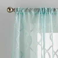 CHF Audrey Embroidered Sheer Rod Pocket Set of 2 Curtain Panel