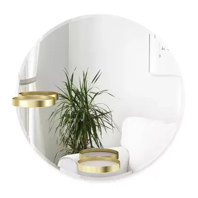 Umbra Perch 24 In Brass Wall Mount Round Wall Mirror