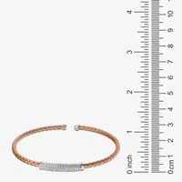 Paris 1901 By Charles Garnier Womens White Cubic Zirconia Sterling Silver 18K Rose Gold Over Silver Cuff Bracelet