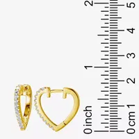 Paris 1901 By Charles Garnier White Cubic Zirconia 18K Gold Over Silver 16.6mm Heart Hoop Earrings