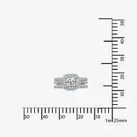 DiamonArt® Cubic Zirconia Sterling Silver Engagement Ring with Enhancer