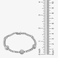 100 Facets by DiamonArt® Cubic Zirconia Line & Oval Disc Bracelet