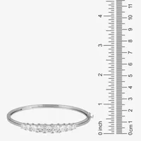 Cubic Zirconia Sterling Silver Oval Bangle Bracelet