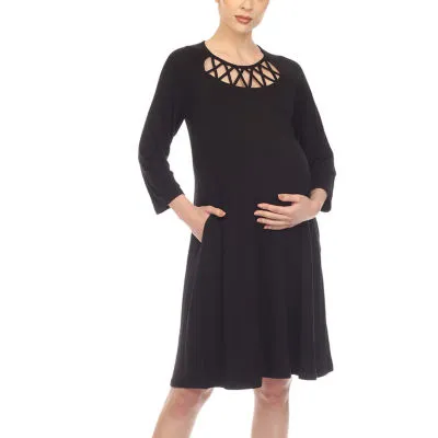 White Mark Womens 3/4 Sleeve Swing Dresses Maternity