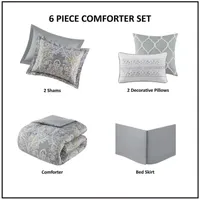 Harbor House Hallie 6-pc. Cotton Damask and Scroll Comforter Set