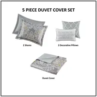 Harbor House Hallie 5-pc. Cotton Damask and Scroll Duvet Cover Set