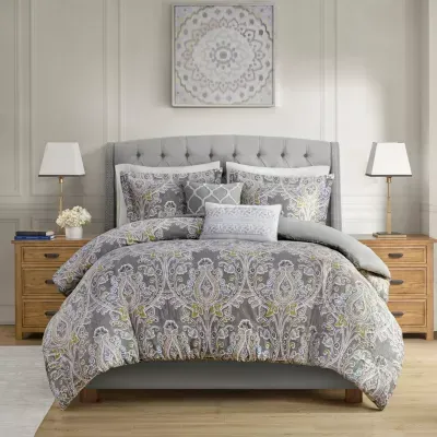 Harbor House Hallie 5-pc. Cotton Damask and Scroll Duvet Cover Set