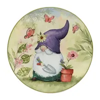 Certified International Garden Gnomes 4-pc. Earthenware Salad Plate