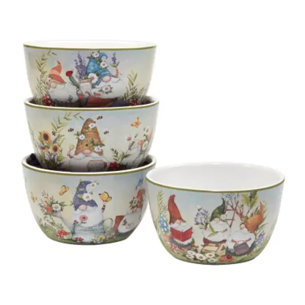 Certified International Garden Gnomes 4-pc. Earthenware Ice Cream Bowl